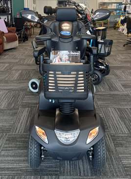 Sir Robert Gillies' new black Invacare scooter.